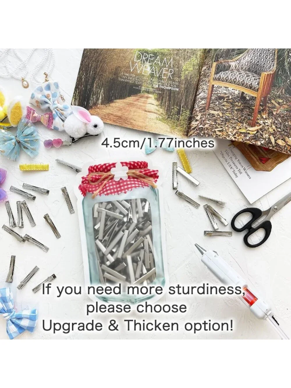 150 Pcs Alligator Hair Clips for Bow Making, DIY Craft Supplies, 4.5cm Metal